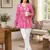 Anushil floral printed short kurti for women | cotton blend a-line tunic top | v-neck gathered top