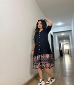 black rayon printed dress