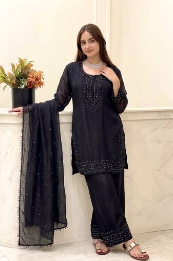 Black Beads Embroidered kurta set