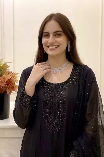 Black Beads Embroidered kurta set