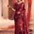 Heavy aari work satin saree for women maroon party wear
