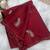 Heavy aari work satin saree for women maroon party wear