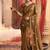 Heavy aari work satin saree for women mustard party wear