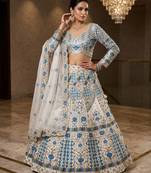 white georgette embroidered lehenga choli 
