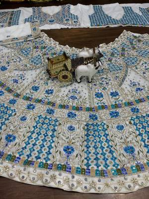 white georgette embroidered lehenga choli  5