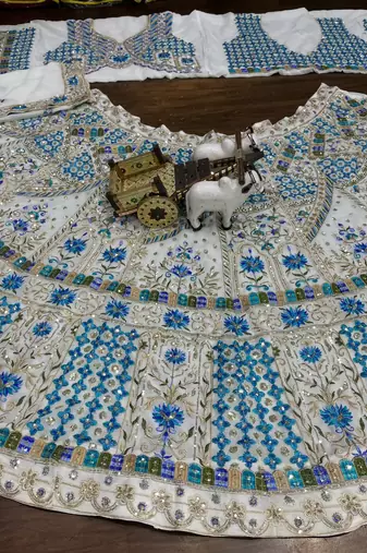 white georgette embroidered lehenga choli 