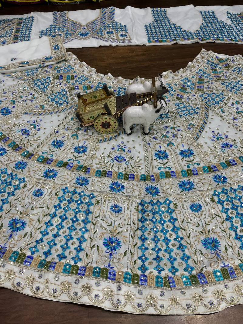 white georgette embroidered lehenga choli 