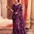 Heavy aari work satin saree for women wine party wear