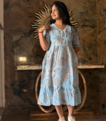 Women's rayon printed designer casual flared dress 