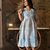 aqua-blue rayon printed dress