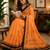 orange black chanderi cotton printed  party wear festive 1 minute ready to wear saree with unstitched blouse piece