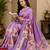 lavendr cream chanderi cotton printed  party wear festive 1 minute ready to wear saree with unstitched blouse piece