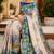 beage blue chanderi cotton printed  party wear festive 1 minute ready to wear saree with unstitched blouse piece