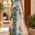 beage blue chanderi cotton printed  party wear festive 1 minute ready to wear saree with unstitched blouse piece