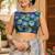 beage blue chanderi cotton printed  party wear festive 1 minute ready to wear saree with unstitched blouse piece