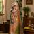 cram green chanderi cotton printed  party wear festive 1 minute ready to wear saree with unstitched blouse piece