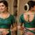 cram green chanderi cotton printed  party wear festive 1 minute ready to wear saree with unstitched blouse piece