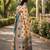 cream turquoise chanderi cotton printed party wear festive 1 minute ready to wear saree with unstitched blouse piece