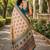 cream turquoise chanderi cotton printed party wear festive 1 minute ready to wear saree with unstitched blouse piece