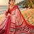 white red chanderi cotton printed  party wear festive 1 minute ready to wear saree with unstitched blouse piece