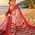 white red chanderi cotton printed  party wear festive 1 minute ready to wear saree with unstitched blouse piece