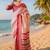 white red chanderi cotton printed  party wear festive 1 minute ready to wear saree with unstitched blouse piece