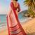 white red chanderi cotton printed  party wear festive 1 minute ready to wear saree with unstitched blouse piece