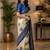 crean blue chanderi cotton printed party wear festive 1 minute ready to wear saree with unstitched blouse piece