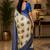 crean blue chanderi cotton printed party wear festive 1 minute ready to wear saree with unstitched blouse piece