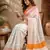 white orange chanderi cotton printed  party wear festive 1 minute ready to wear saree with unstitched blouse piece