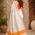 white orange chanderi cotton printed  party wear festive 1 minute ready to wear saree with unstitched blouse piece