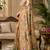 beige chanderi cotton printed  designer party wear festive 1 minute ready to wear saree with unstitched blouse piece