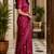wine chanderi cotton printed work designer party wear festive 1 minute ready to wear saree with unstitched blouse piece