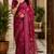 wine chanderi cotton printed work designer party wear festive 1 minute ready to wear saree with unstitched blouse piece