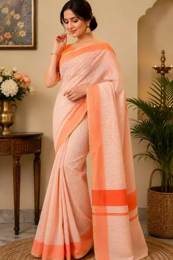 white chanderi cotton printed designer party wear festive 1 minute ready to wear saree with unstitched blouse piece