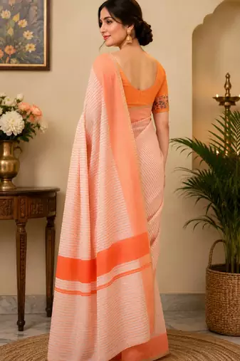 white chanderi cotton printed designer party wear festive 1 minute ready to wear saree with unstitched blouse piece