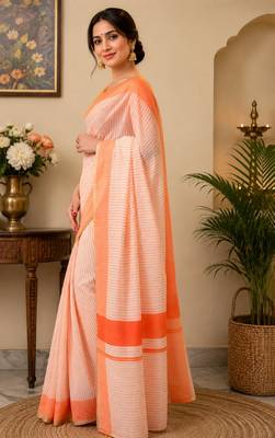 white chanderi cotton printed designer party wear festive 1 minute ready to wear saree with unstitched blouse piece 4