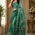 green chanderi cotton printed  party wear festive 1 minute ready to wear saree with unstitched blouse piece