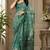 green chanderi cotton printed  party wear festive 1 minute ready to wear saree with unstitched blouse piece