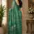 green chanderi cotton printed  party wear festive 1 minute ready to wear saree with unstitched blouse piece