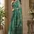 green chanderi cotton printed  party wear festive 1 minute ready to wear saree with unstitched blouse piece