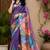 purple chanderi cotton printed party wear festive 1 minute ready to wear saree with unstitched blouse piece