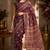 wine chanderi cotton printed work designer party wear festive 1 minute ready to wear saree with unstitched blouse piece