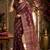 wine chanderi cotton printed work designer party wear festive 1 minute ready to wear saree with unstitched blouse piece