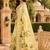 cream green chanderi cotton printed  party wear festive 1 minute ready to wear saree with unstitched blouse piece