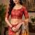red yellow chanderi cotton printed  party wear festive 1 minute ready to wear saree with unstitched blouse piece