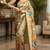 beige chanderi cotton printed  designer party wear festive 1 minute ready to wear saree with unstitched blouse piece