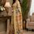 beige chanderi cotton printed  designer party wear festive 1 minute ready to wear saree with unstitched blouse piece
