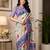 off white lavender chanderi cotton printed party wear festive 1 minute ready to wear saree with unstitched blouse piece