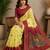 yellow maroon chanderi cotton printed party wear festive 1 minute ready to wear saree with unstitched blouse piece